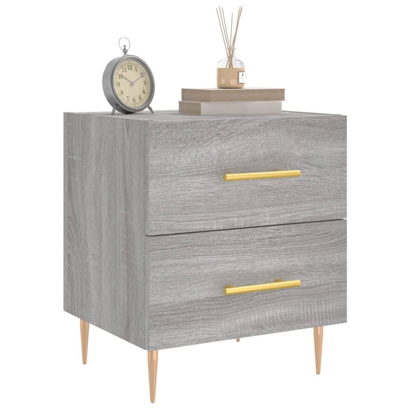 vidaXL 2 db szürke sonoma színű szerelt fa éjjeliszekrény 40x35x47,5cm