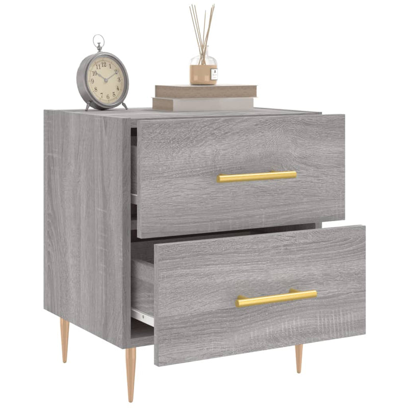 vidaXL 2 db szürke sonoma színű szerelt fa éjjeliszekrény 40x35x47,5cm