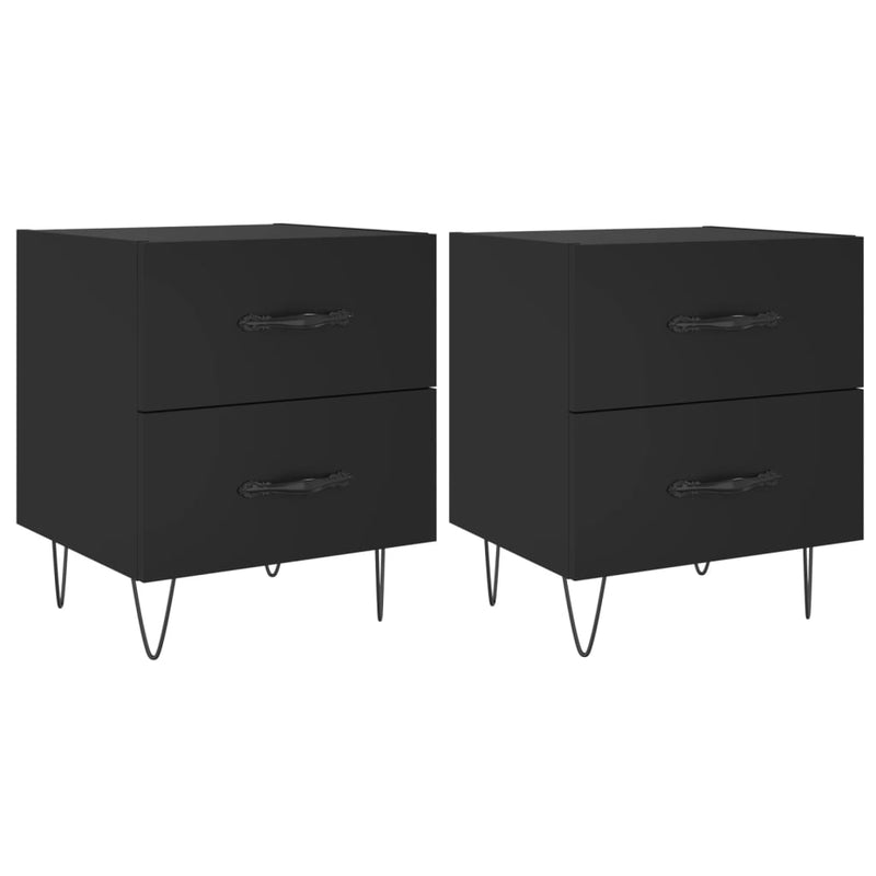 vidaXL 2 db fekete szerelt fa és vas éjjeliszekrény 40 x 35 x 47,5 cm