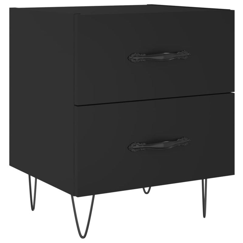 vidaXL 2 db fekete szerelt fa és vas éjjeliszekrény 40 x 35 x 47,5 cm