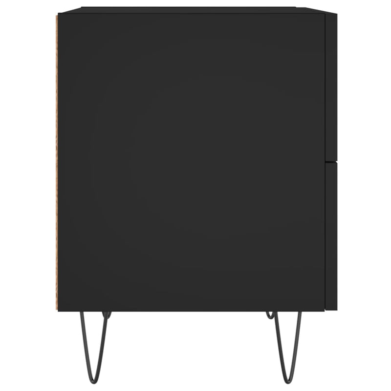 vidaXL 2 db fekete szerelt fa és vas éjjeliszekrény 40 x 35 x 47,5 cm