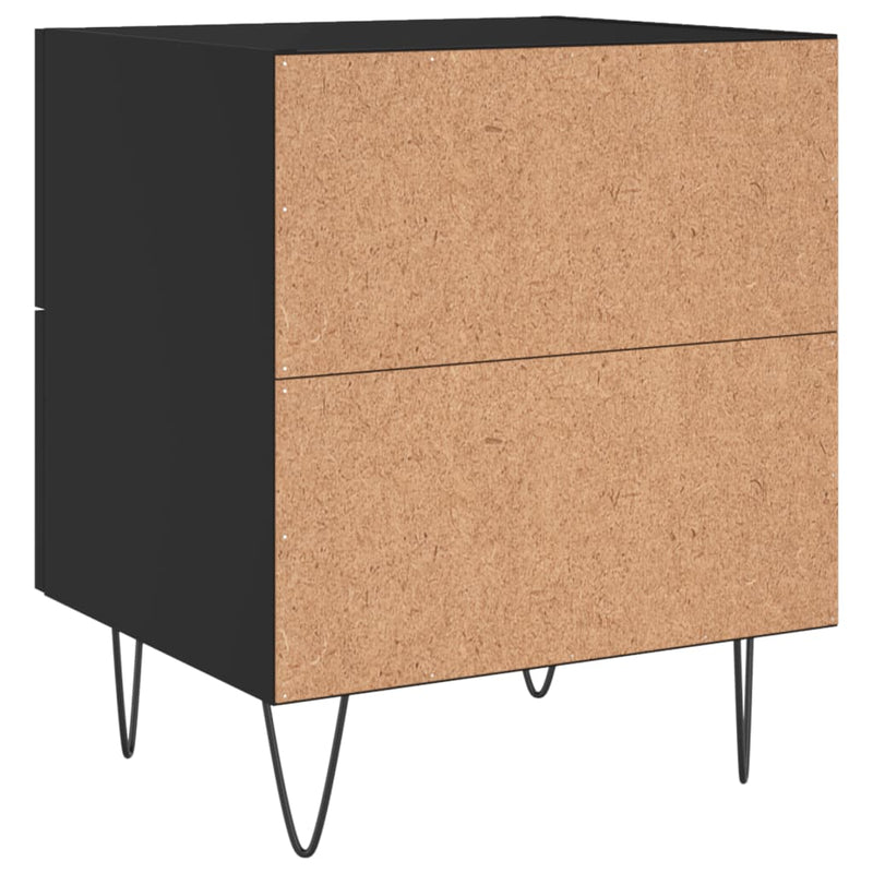 vidaXL 2 db fekete szerelt fa és vas éjjeliszekrény 40 x 35 x 47,5 cm
