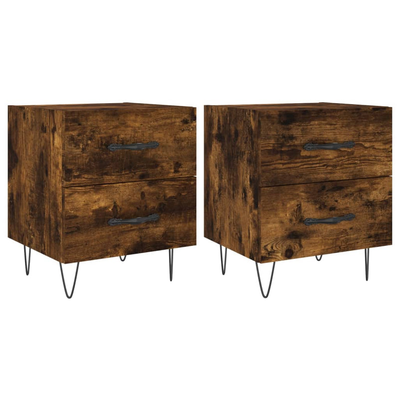 vidaXL 2 db füstös tölgy színű szerelt fa éjjeliszekrény 40x35x47,5 cm