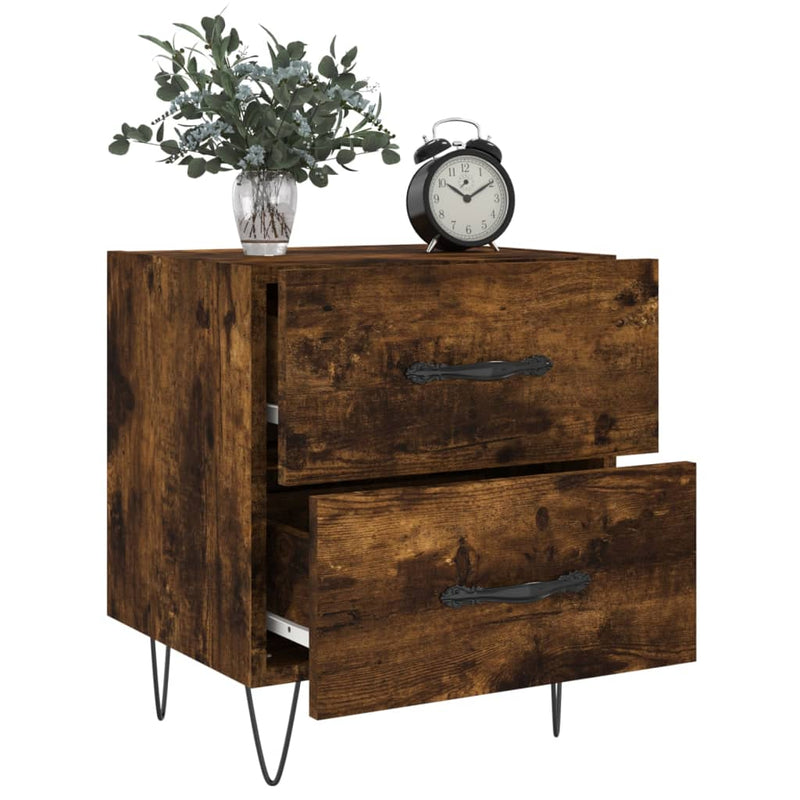 vidaXL 2 db füstös tölgy színű szerelt fa éjjeliszekrény 40x35x47,5 cm