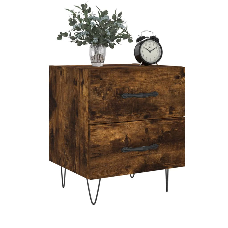 vidaXL 2 db füstös tölgy színű szerelt fa éjjeliszekrény 40x35x47,5 cm