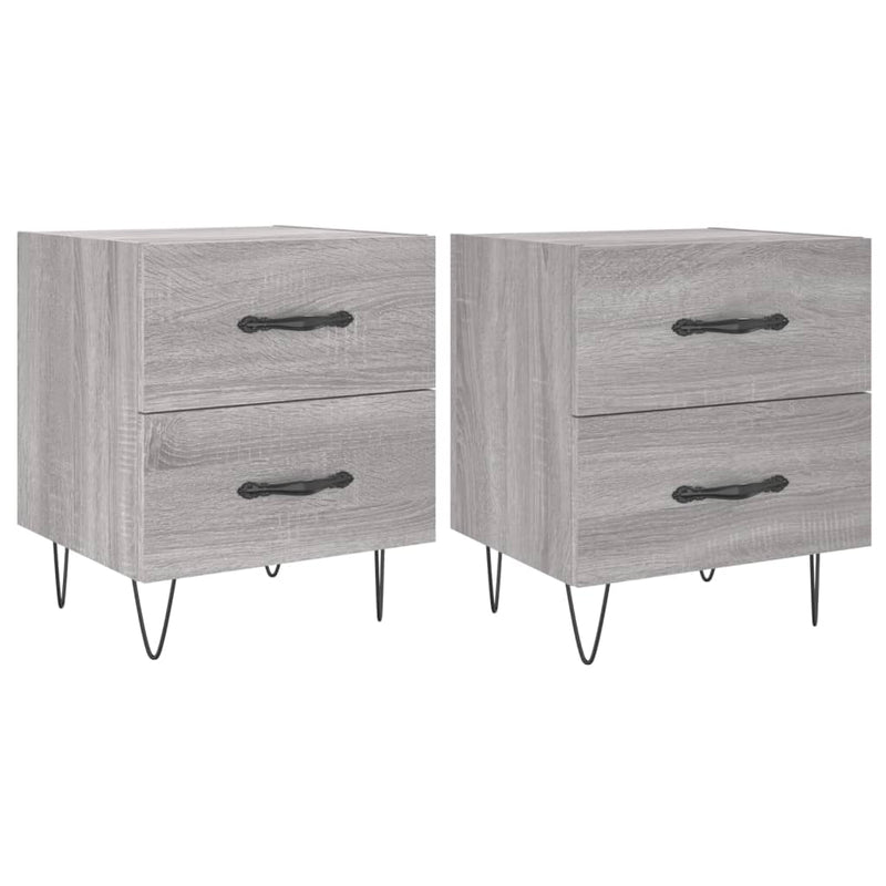 vidaXL 2 db szürke sonoma színű szerelt fa éjjeliszekrény 40x35x47,5cm