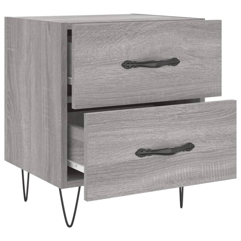 vidaXL 2 db szürke sonoma színű szerelt fa éjjeliszekrény 40x35x47,5cm