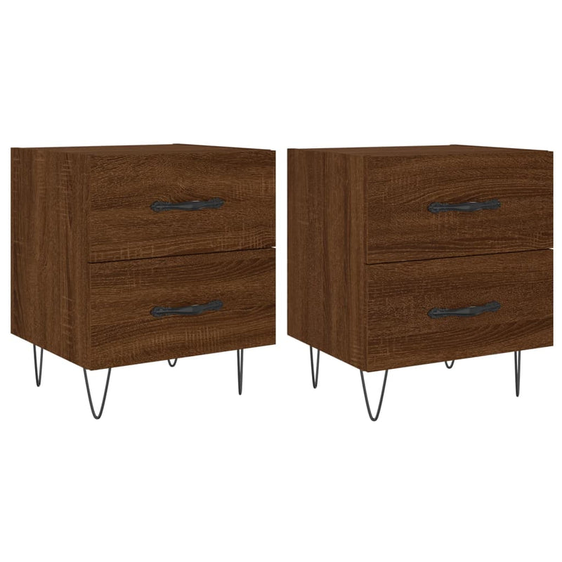 vidaXL 2 db barna tölgyszínű szerelt fa éjjeliszekrény 40x35x47,5 cm