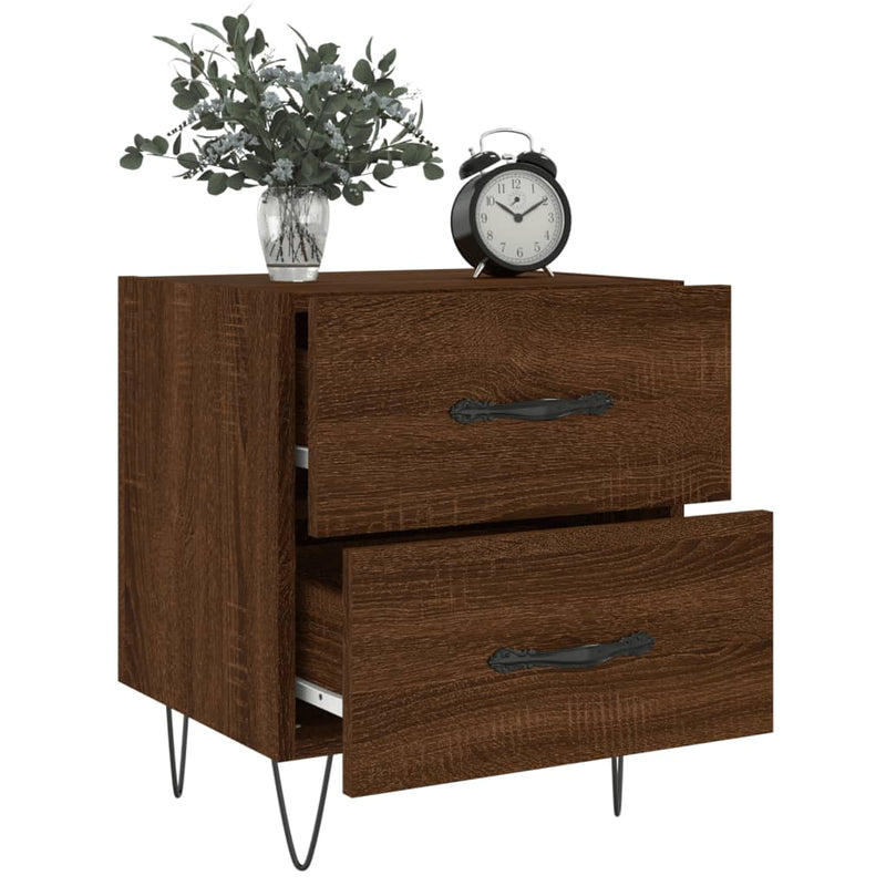 vidaXL 2 db barna tölgyszínű szerelt fa éjjeliszekrény 40x35x47,5 cm
