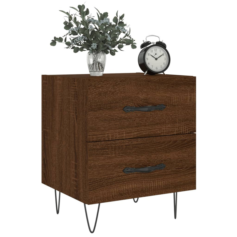 vidaXL 2 db barna tölgyszínű szerelt fa éjjeliszekrény 40x35x47,5 cm