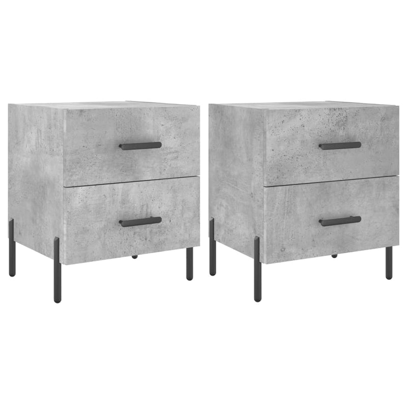 vidaXL 2 db betonszürke szerelt fa éjjeliszekrény 40 x 35 x 47,5 cm