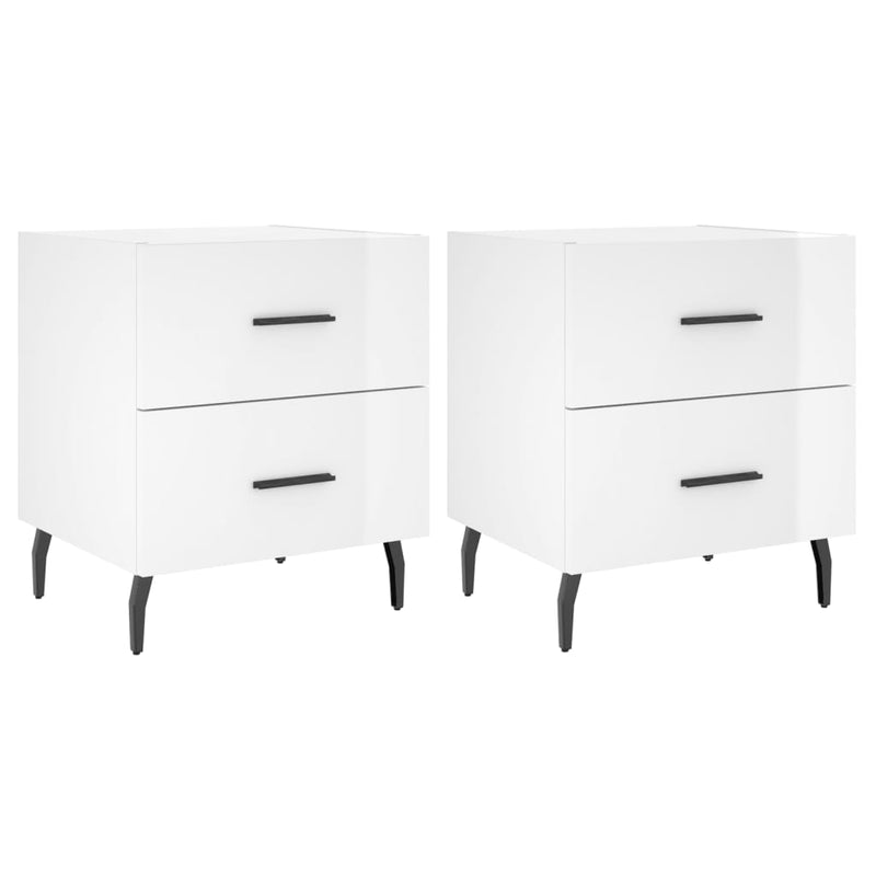 vidaXL 2 db magasfényű fehér szerelt fa éjjeliszekrény 40x35x47,5 cm