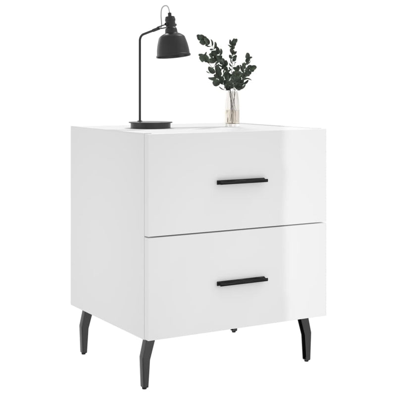 vidaXL 2 db magasfényű fehér szerelt fa éjjeliszekrény 40x35x47,5 cm