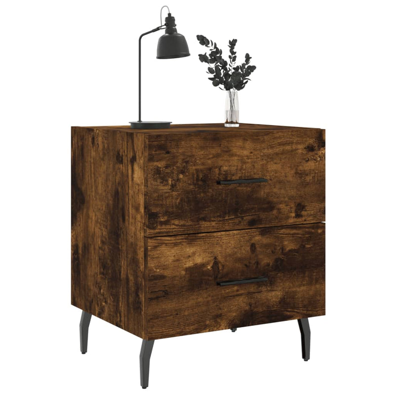 vidaXL 2 db füstös tölgy színű szerelt fa éjjeliszekrény 40x35x47,5 cm