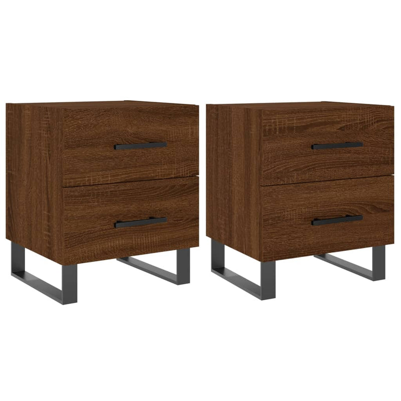 vidaXL 2 db barna tölgyszínű szerelt fa éjjeliszekrény 40x35x47,5 cm