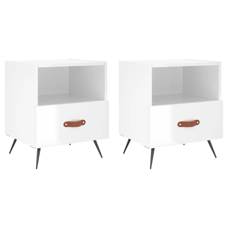 vidaXL 2 db magasfényű fehér szerelt fa éjjeliszekrény 40x35x47,5 cm
