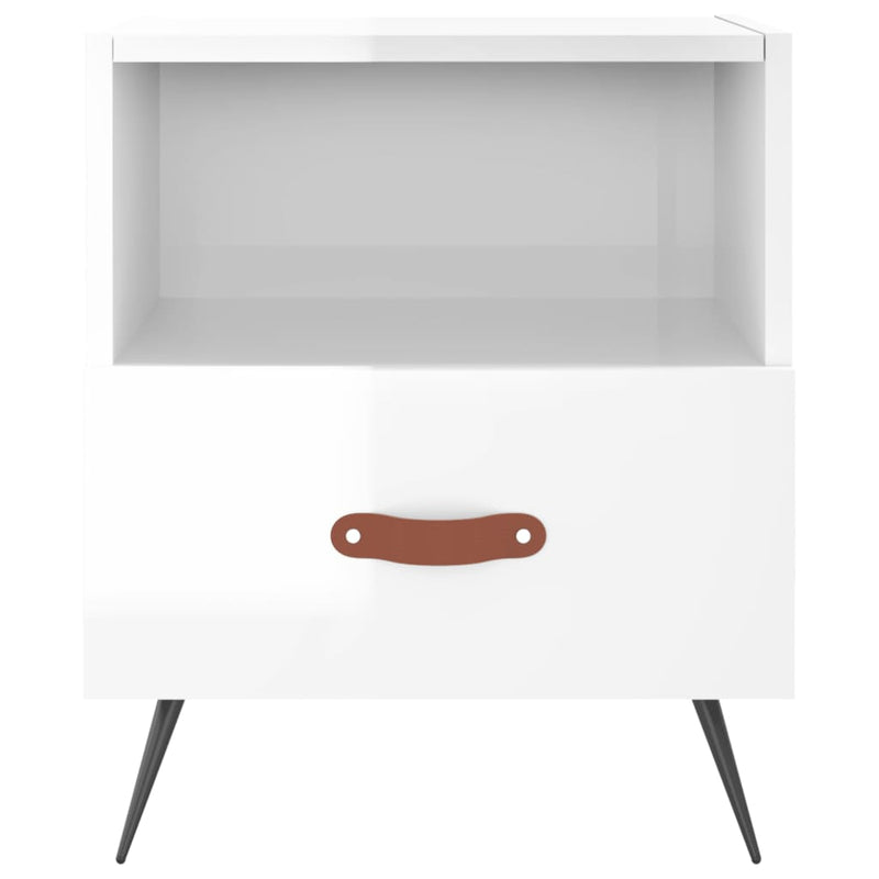 vidaXL 2 db magasfényű fehér szerelt fa éjjeliszekrény 40x35x47,5 cm