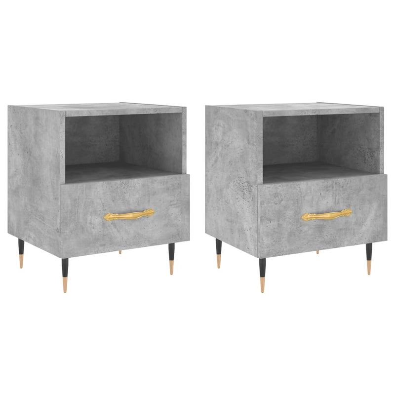 vidaXL 2 db betonszürke szerelt fa éjjeliszekrény 40 x 35 x 47,5 cm