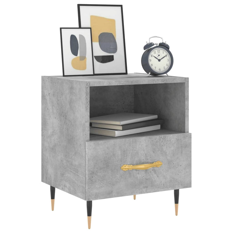 vidaXL 2 db betonszürke szerelt fa éjjeliszekrény 40 x 35 x 47,5 cm