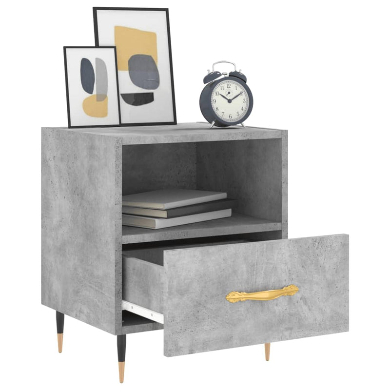 vidaXL 2 db betonszürke szerelt fa éjjeliszekrény 40 x 35 x 47,5 cm
