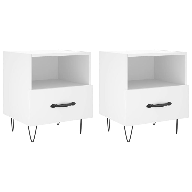 vidaXL 2 db fehér szerelt fa éjjeliszekrény 40 x 35 x 47,5 cm