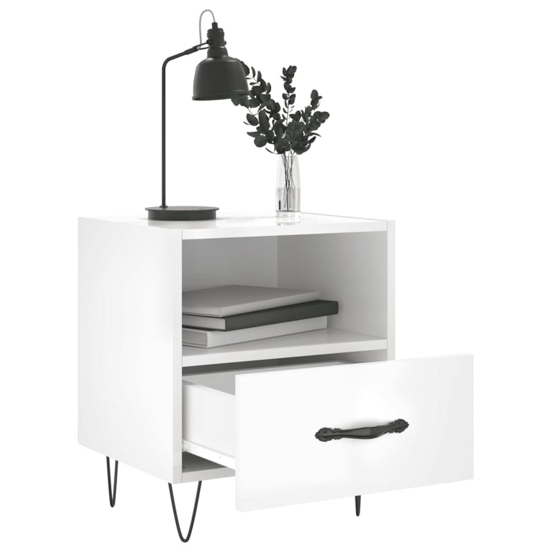 vidaXL 2 db magasfényű fehér szerelt fa éjjeliszekrény 40x35x47,5 cm