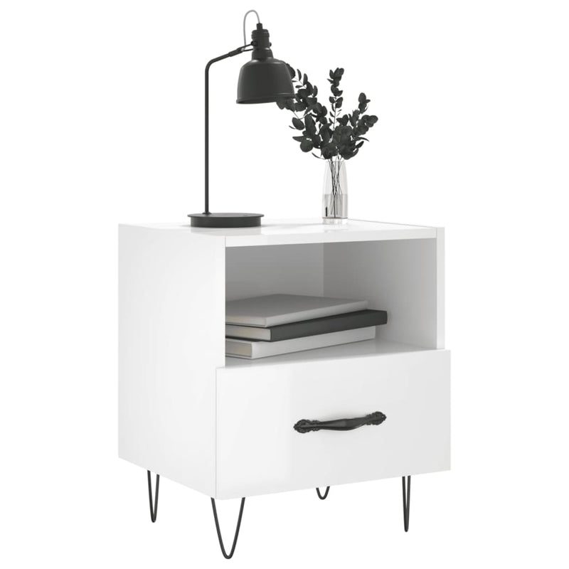 vidaXL 2 db magasfényű fehér szerelt fa éjjeliszekrény 40x35x47,5 cm