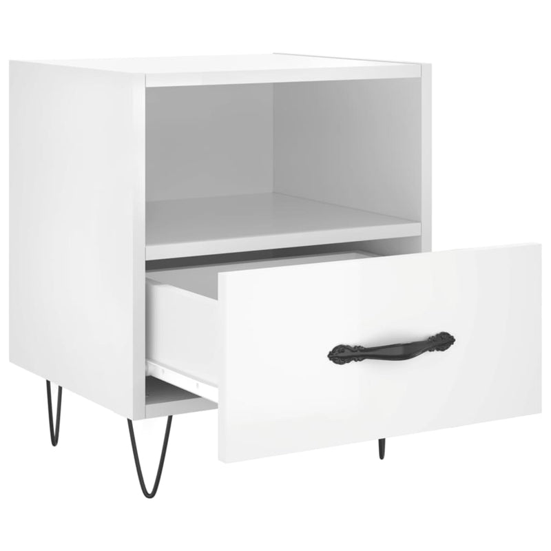 vidaXL 2 db magasfényű fehér szerelt fa éjjeliszekrény 40x35x47,5 cm
