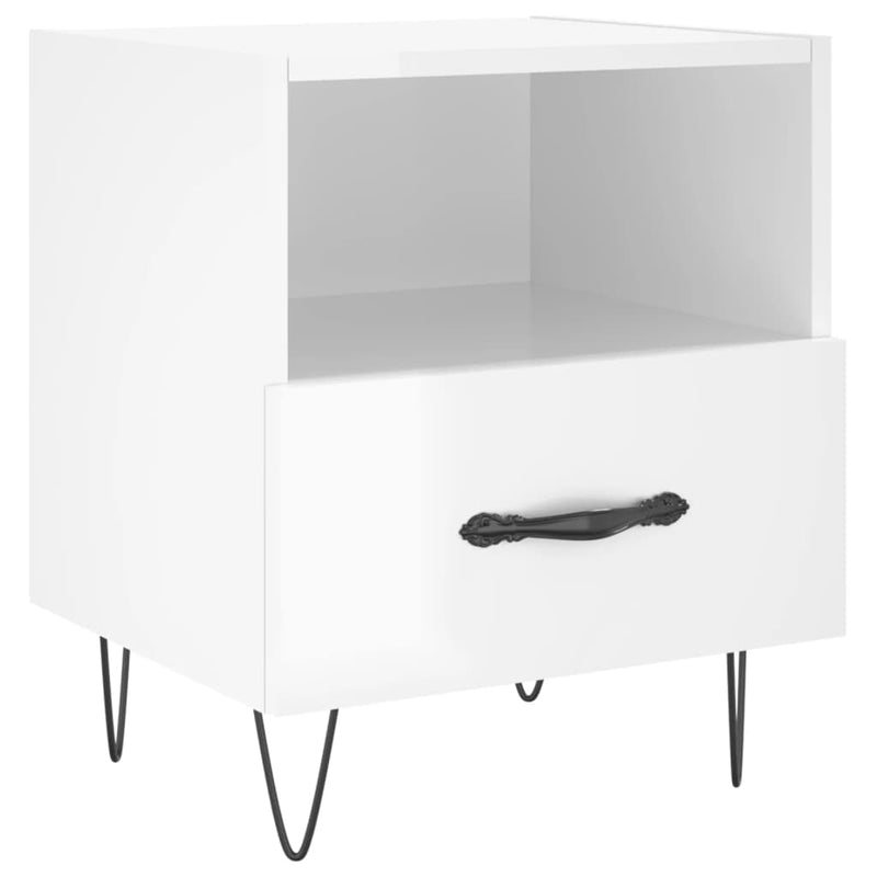 vidaXL 2 db magasfényű fehér szerelt fa éjjeliszekrény 40x35x47,5 cm