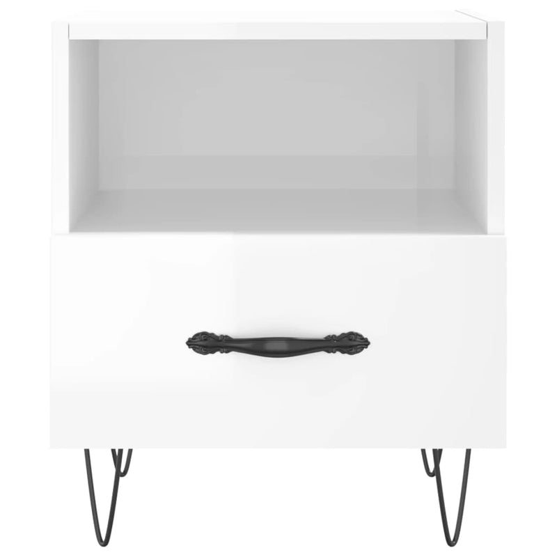 vidaXL 2 db magasfényű fehér szerelt fa éjjeliszekrény 40x35x47,5 cm