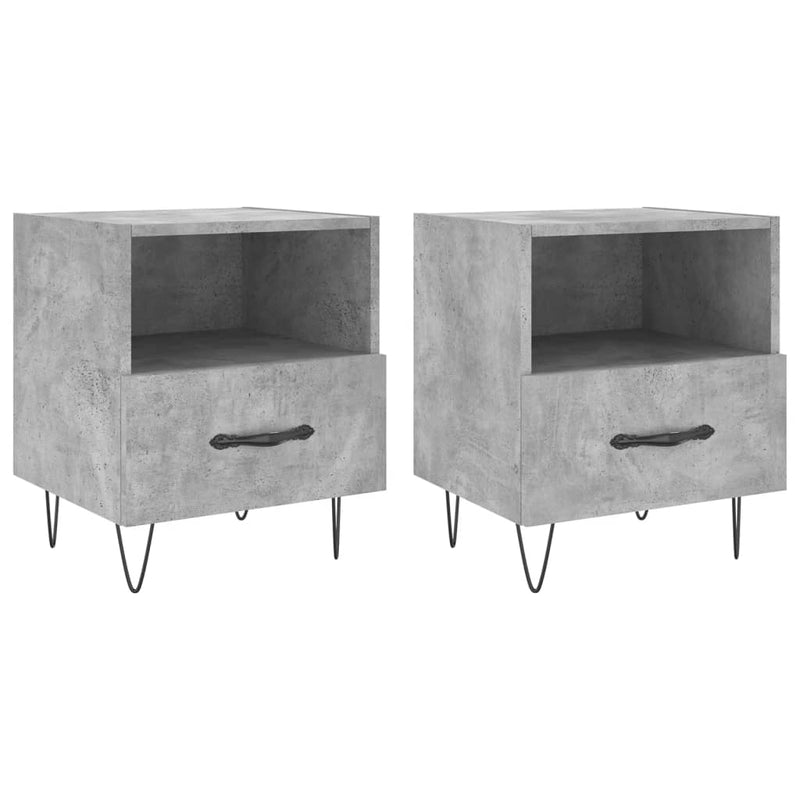 vidaXL 2 db betonszürke szerelt fa éjjeliszekrény 40 x 35 x 47,5 cm
