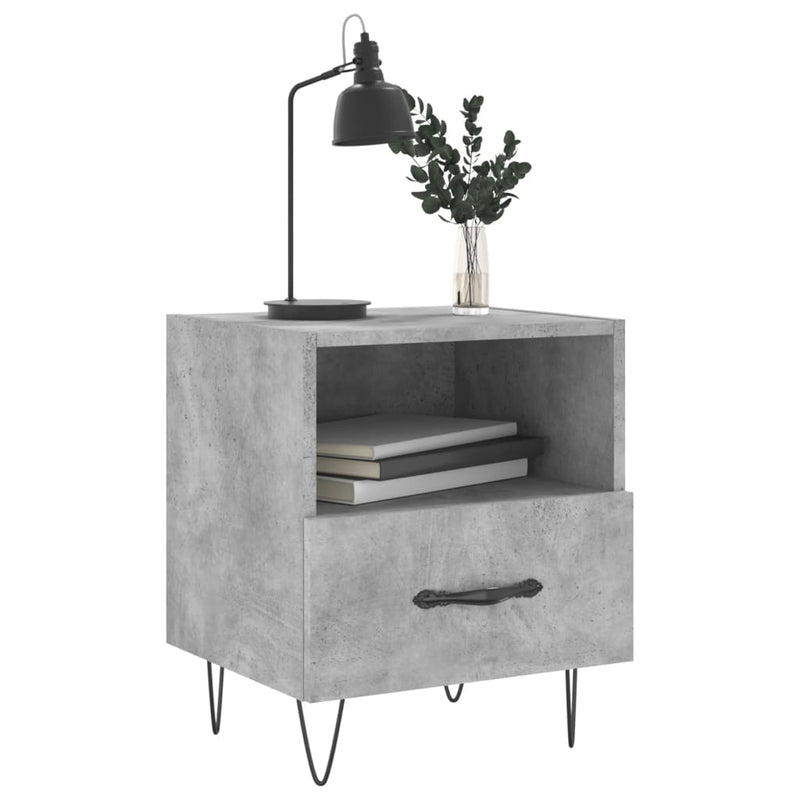 vidaXL 2 db betonszürke szerelt fa éjjeliszekrény 40 x 35 x 47,5 cm