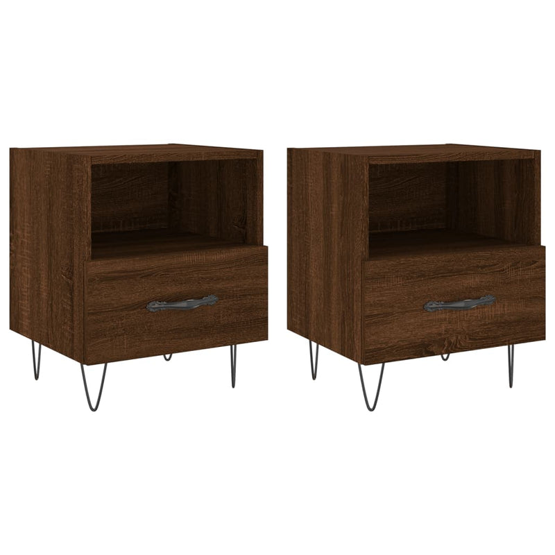 vidaXL 2 db barna tölgyszínű szerelt fa éjjeliszekrény 40x35x47,5 cm