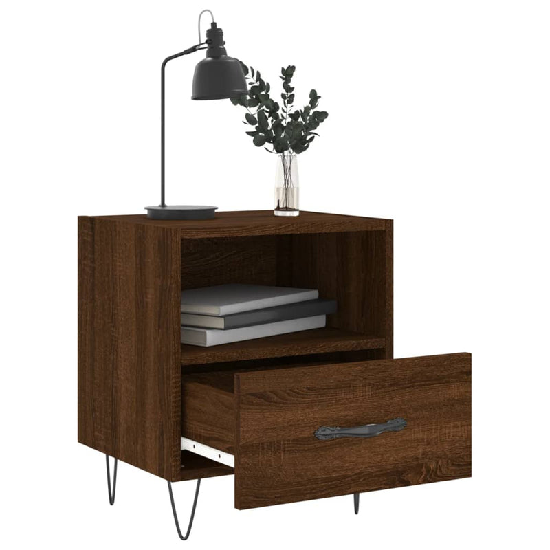 vidaXL 2 db barna tölgyszínű szerelt fa éjjeliszekrény 40x35x47,5 cm