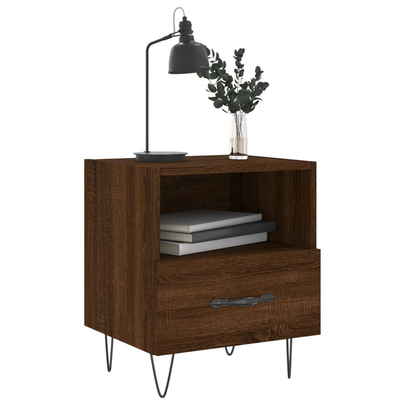vidaXL 2 db barna tölgyszínű szerelt fa éjjeliszekrény 40x35x47,5 cm
