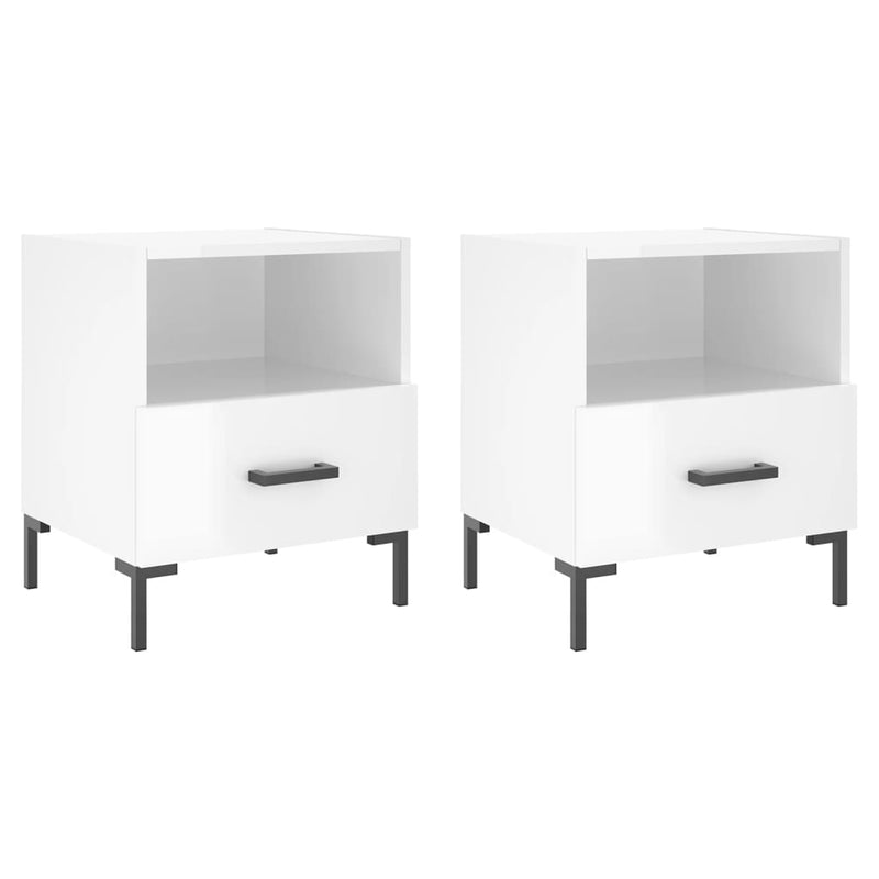 vidaXL 2 db magasfényű fehér szerelt fa éjjeliszekrény 40x35x47,5 cm