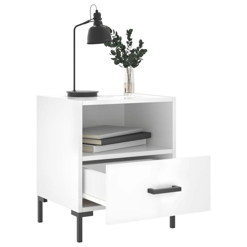 vidaXL 2 db magasfényű fehér szerelt fa éjjeliszekrény 40x35x47,5 cm
