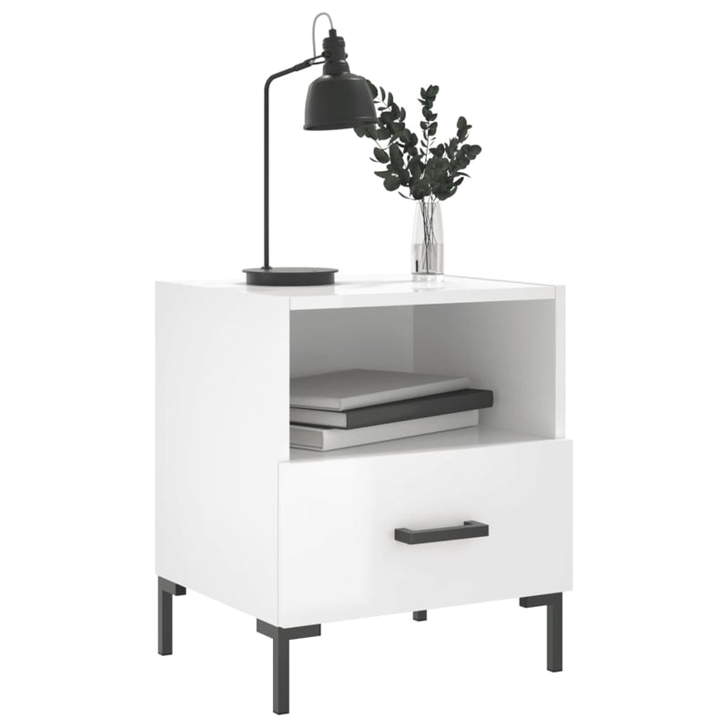 vidaXL 2 db magasfényű fehér szerelt fa éjjeliszekrény 40x35x47,5 cm