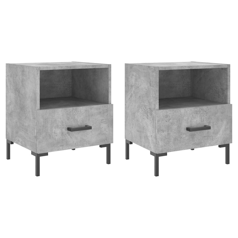 vidaXL 2 db betonszürke szerelt fa éjjeliszekrény 40 x 35 x 47,5 cm