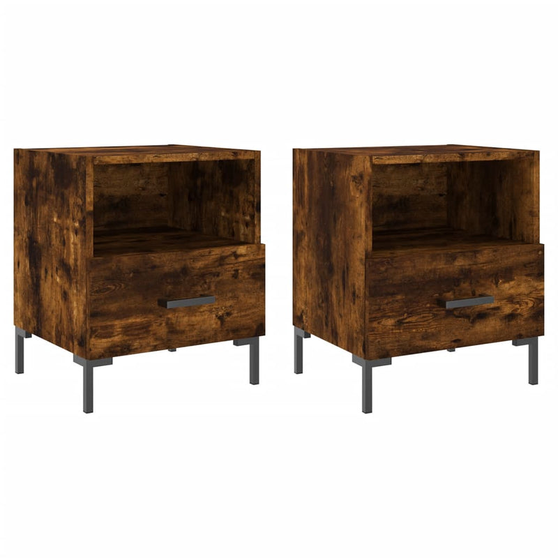 vidaXL 2 db füstös tölgy színű szerelt fa éjjeliszekrény 40x35x47,5 cm