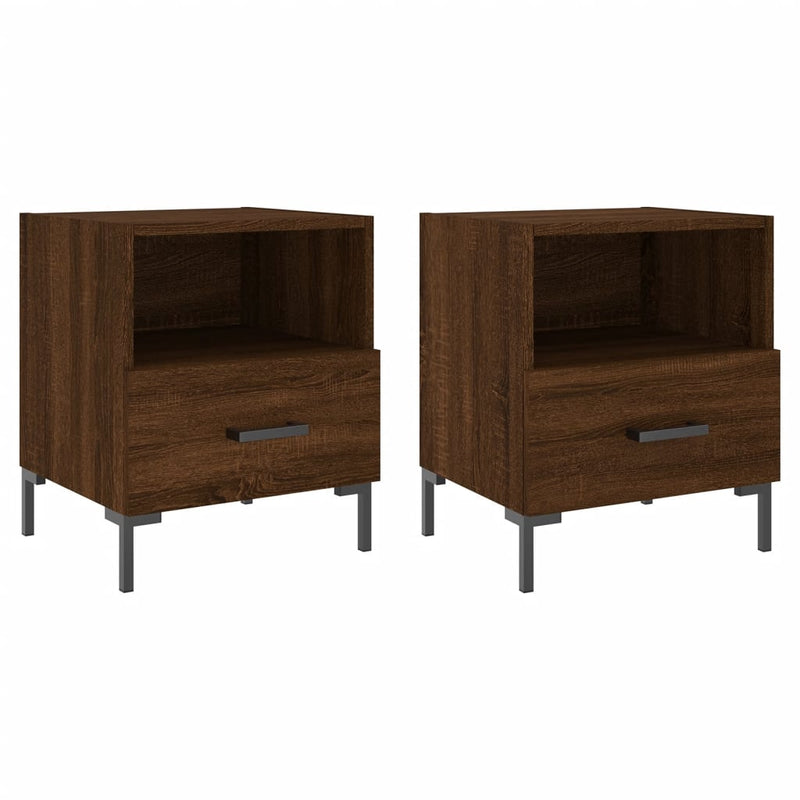vidaXL 2 db barna tölgyszínű szerelt fa éjjeliszekrény 40x35x47,5 cm