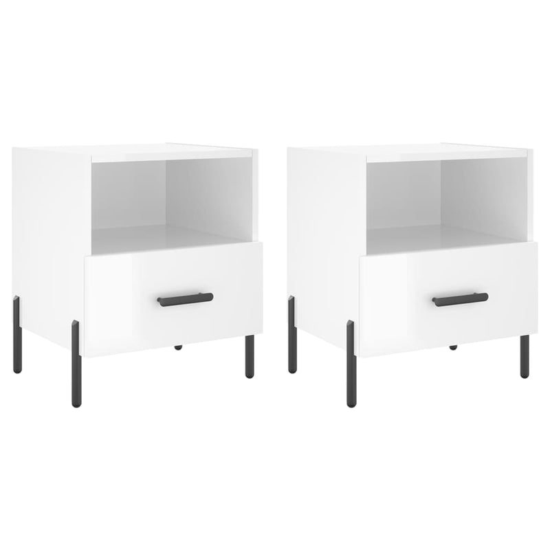 vidaXL 2 db magasfényű fehér szerelt fa éjjeliszekrény 40x35x47,5 cm