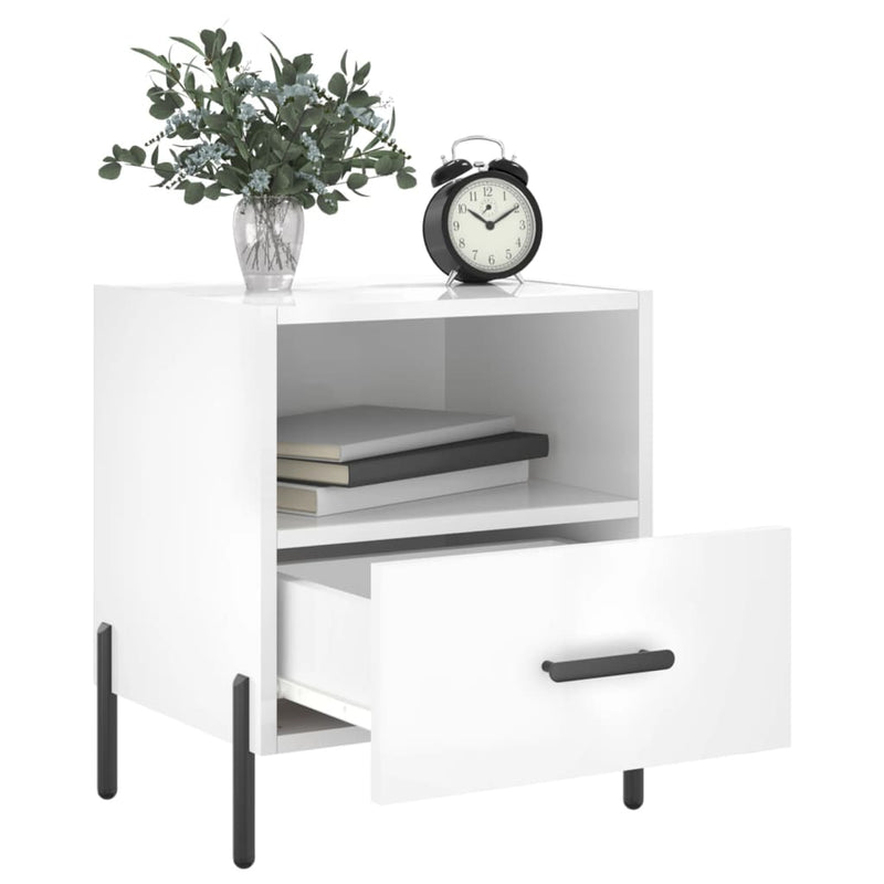 vidaXL 2 db magasfényű fehér szerelt fa éjjeliszekrény 40x35x47,5 cm