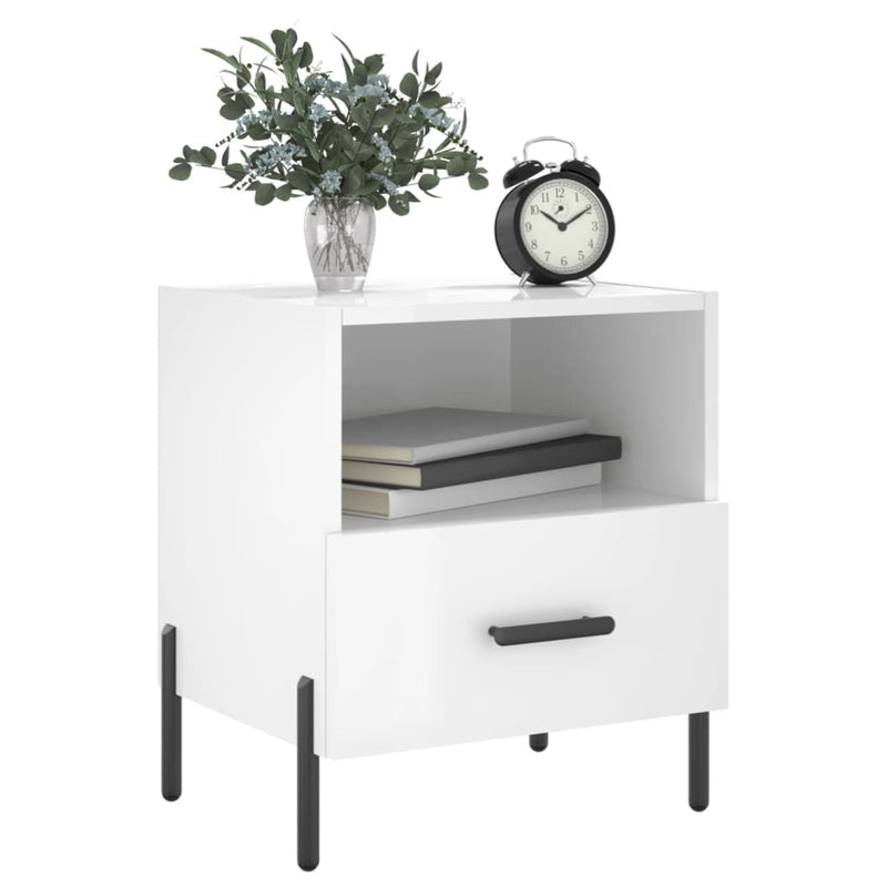 vidaXL 2 db magasfényű fehér szerelt fa éjjeliszekrény 40x35x47,5 cm