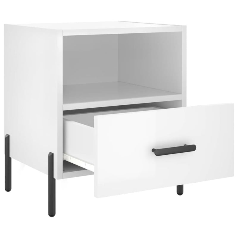 vidaXL 2 db magasfényű fehér szerelt fa éjjeliszekrény 40x35x47,5 cm