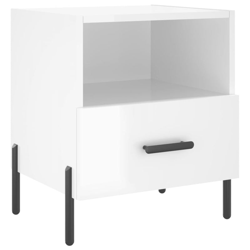 vidaXL 2 db magasfényű fehér szerelt fa éjjeliszekrény 40x35x47,5 cm