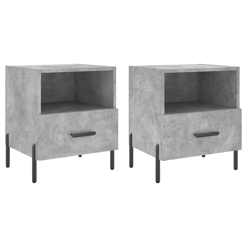 vidaXL 2 db betonszürke szerelt fa éjjeliszekrény 40 x 35 x 47,5 cm