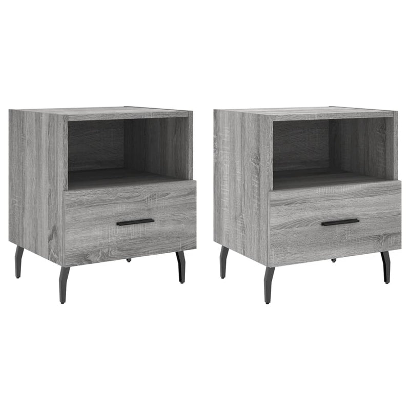 vidaXL 2 db szürke sonoma színű szerelt fa éjjeliszekrény 40x35x47,5cm