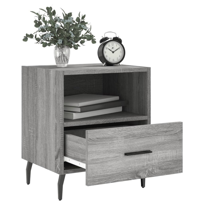 vidaXL 2 db szürke sonoma színű szerelt fa éjjeliszekrény 40x35x47,5cm