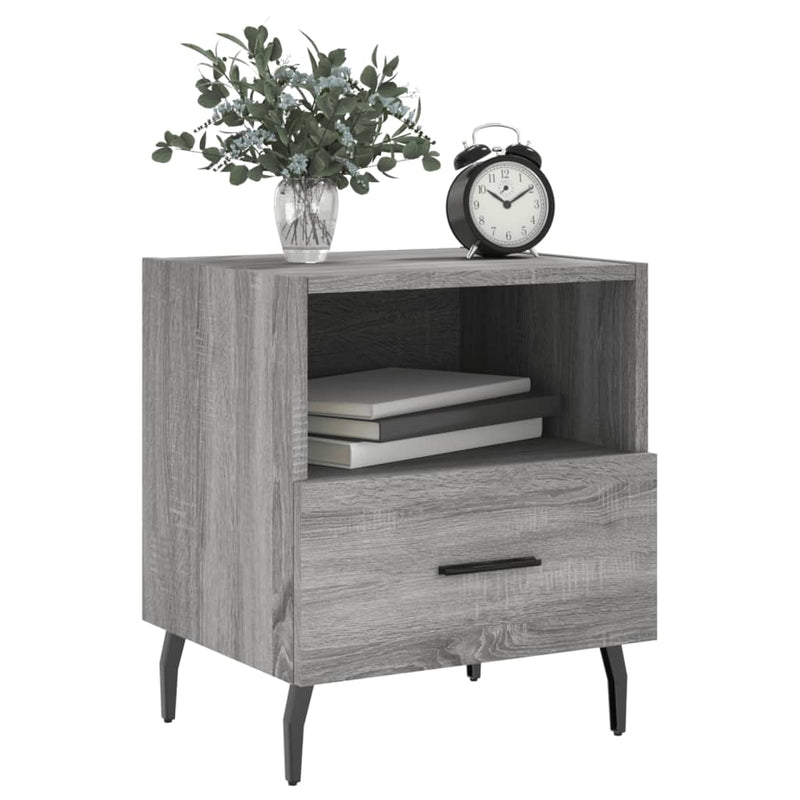 vidaXL 2 db szürke sonoma színű szerelt fa éjjeliszekrény 40x35x47,5cm